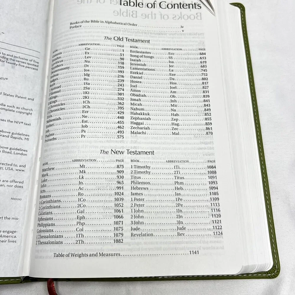 Zondervan NIV Thinline Bible Italian Two Tone Green Leather Geometric Design - Picture 8 of 13